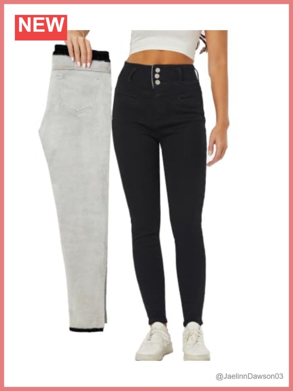 Fleece Lined Thermal Jeans Winter High Waisted Skinny Denim Pants